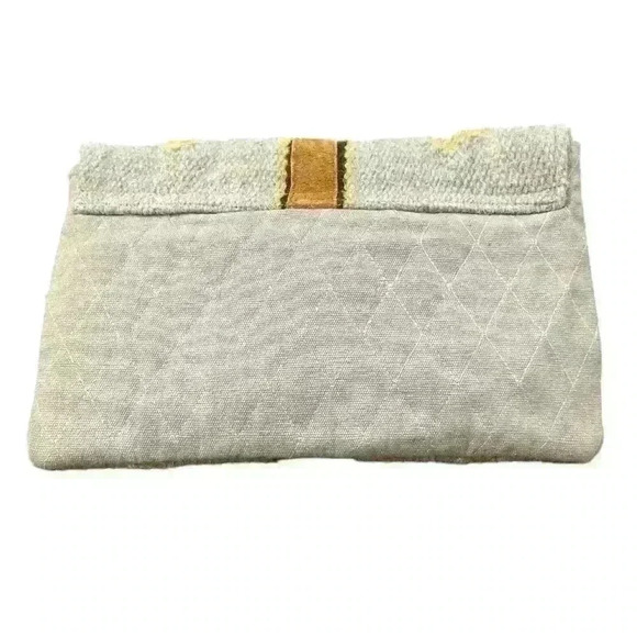 The Royal Standard Perama Clutch Grey/Red/Camel with Black Cotton Tassels - Picture 2 of 6